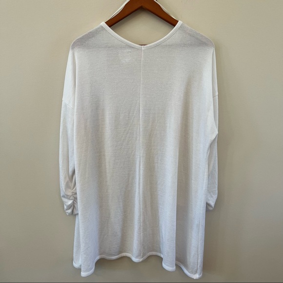 Evri Ruched Sleeve Long Open Front Lightweight Cardigan Coverup Size 1X - Picture 8 of 9